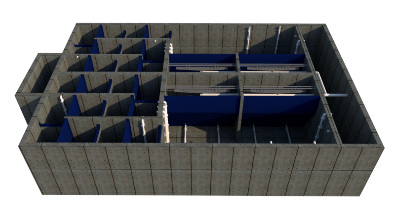 Concrete wastewater treatment plants